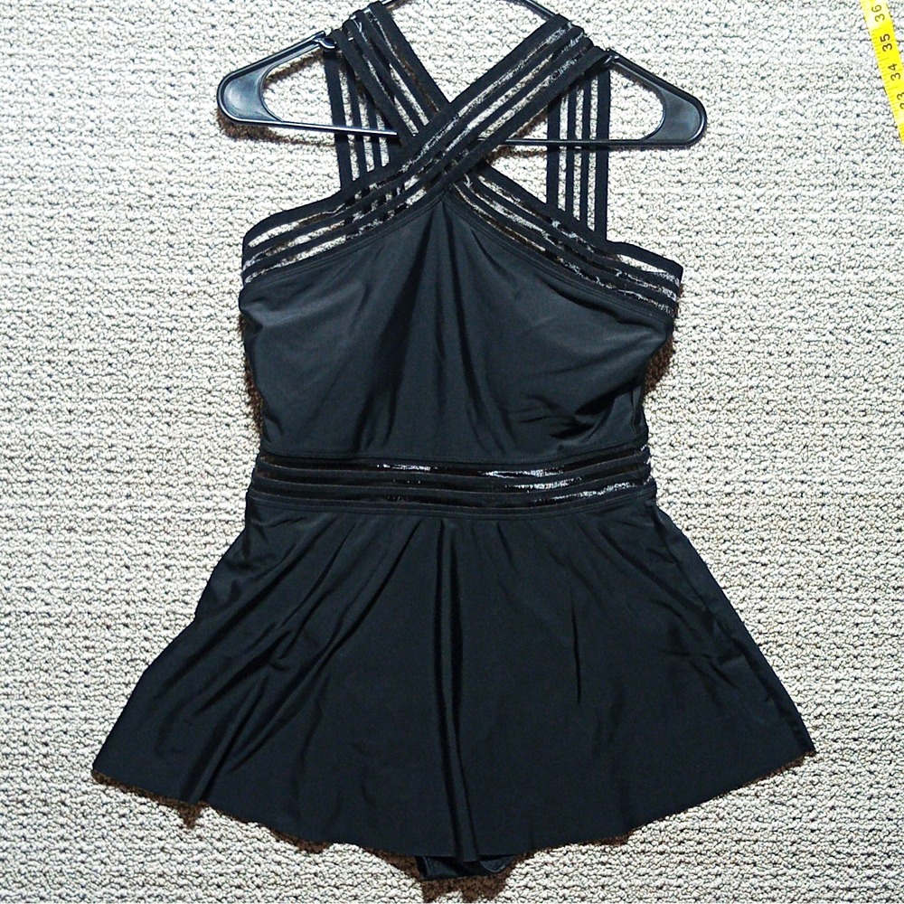 Little Black Cotton Gauze Tunic Dress Swim Cover Up, Beach, Size Large Vin#D1